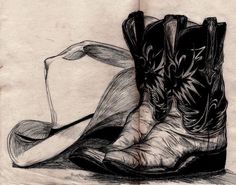 a drawing of a pair of cowboy boots with the words goats in life on it