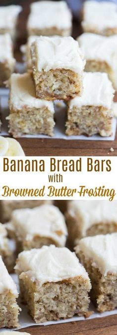 banana bread bars with browned butter frosting