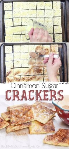 cinnamon sugar crackers on a baking sheet