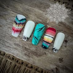 Southwestern style tassel features with a turquoise stone & rustic feathered edges.  Gloss finish. *Long Coffin shape shown. Each set is unique, no two sets are identical. Your new salon quality nail enhancements made by a professional nail artist, come with 10 custom nails with protective packaging, detailed instructions for application & removal. One application kit included per order.  Kit includes: A cuticle pusher, wood file, buffer, alcohol wipe, nail tabs, glue & a lotion spatula. Additio Turquoise Western Press On Nails, Nail Enhancements, Feather Nails, Western Nails, Boho Nails, Custom Nails, Country Nails, Turquoise Nails, Wood File