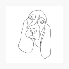 a black and white drawing of a dog's face