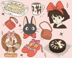 an image of various items that can be seen in this drawing or cartoon character illustration