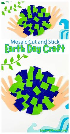 This Mosaic Handprint Earth Day Craft for kids is super easy to make and a great way to reuse old paper plates or cereal boxes and paper scraps! A fun Earth Day activity for kids of all ages. #kidscraftroom #Earthday #EarthDayCrafts #handprintcrafts Handprint Earth, Holiday Handprint Art, Earth Day Craft, Earth Day Activity, Easy Mosaic, Fingerprint Crafts, Earth Craft, Paper Mosaic, Kids Craft Room