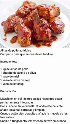 the recipe is written in spanish and includes meat