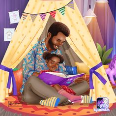 Black Father And Son Art, Black Father And Daughter Art, Disney Dads And Daughters, Father Daughter Illustration Art, Color, Art