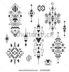 an assortment of geometric designs in black and white on a white background stock photo, images and