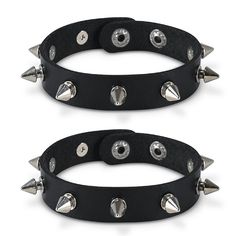 Punk Leather Bracelet With Rivets, Punk Style Leather Bracelet With Rivets, Black Punk Leather Bracelet, Punk Festival Wristband With Rivets, Punk Leather Bracelet With Studs For Festivals, Punk Black Bracelets With Spikes, Gothic Leather Bracelet With Spikes For Party, Punk Style Studded Leather Bracelet For Festivals, Punk Style Black Wristband For Festivals