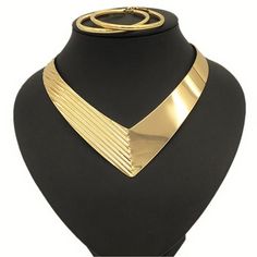 Punk Alloy: Collar and Earrings Set-Fashion Necklaces-StylinArts Gold Metal Jewelry Sets For Party, Plated Metal Jewelry Sets For Party, Modern Plated Metal Jewelry, Modern Metal Plated Jewelry, Bold Gold Metal Jewelry, Avant Garde Aesthetic, Punk Inspiration, Evening Attire, Cutout Dress