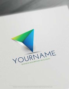 the logo for your name is an abstract triangle with blue and green colors on it