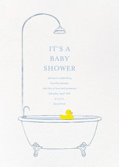 it's a baby shower with rubber ducky in bathtub - paperless postcard