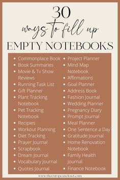 the 30 ways to fill up empty notebooks