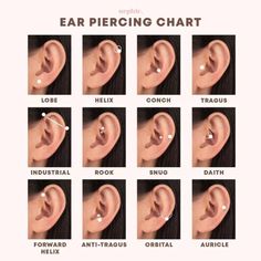 the different types of ear piercings are shown in this diagram, which shows how to put