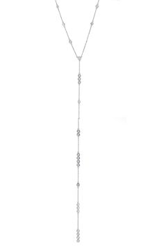 STEFERE-Diamond Y Drop Necklace-WHITE GOLD Luxury White Gold Sterling Silver Lariat Necklace, Luxury White Gold Long Drop Jewelry, Luxury White Necklace With Detachable Pendant, Palm Beach Jewelry, Marissa Collections, Discount Jewelry, Jewel Box, Fine Jewels, Drop Necklace