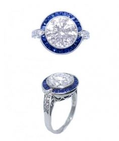 a diamond and blue sapphire ring