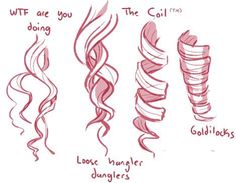 some different types of hair that are drawn on paper