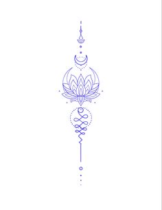 a line drawing of a lotus flower on a pole with two circles around the center