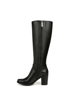 PRICES MAY VARY. Polished + comfortable tall boot for women with wraparound strap and buckle detail Leather upper with an almond toe knee high boots for women Women's high heel boots with side zip closure for easy on/off Contour+ Comfort technology for a premium fit and all-day comfort experience Non-slip outsole. 3 1/4 inch(es) block heel. Wide Calf Boots For Women, Tall Boots Black, Womens High Heel Boots, Classic Black Boots, Long Leather Boots, Calf High Boots, Boot For Women, Fall Boots, Black Boots Tall