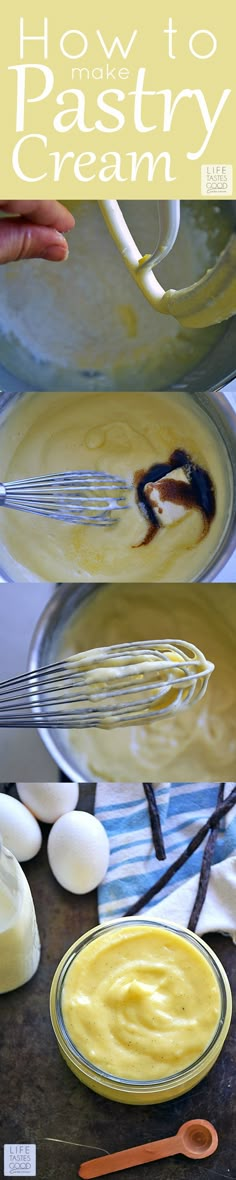 how to make pastey cream in the microwave and on the stove top, with text overlay