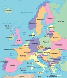 europe map with countries and their capital cities