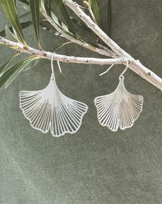 Ginkgo Leaf Stainless Steel Earrings Length: 3,4 cm Sterling Silver hooks Botanical Leaves, Ginkgo Leaf, Steel Earrings, Stainless Steel Earrings, Leaf Earrings, Lithuania, Etsy Australia, Statement Earrings, Jewelry Earrings Dangle