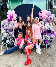 Spice Girls Costume Group, Spice Girls Outfits Halloween Costumes, Spice Girls Costume Halloween, Baby Spice Outfits, Spice Girls Halloween Costume, Spice Girls Costume, Baby Spice Costume, Spice Girls Outfits, Halloween Group Costumes