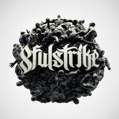 an artistic photo of the word sustene in black and white with people on it