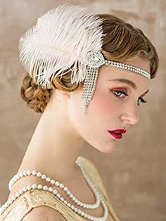 Peacock Headband, Feather Hair Pieces, All Hairstyles, 1920s Flapper Dress, Gatsby Style