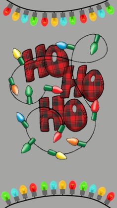 the word hope is surrounded by christmas lights and garlands on a gray background with red, green, yellow, and blue lights