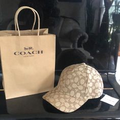 Nwt-Coach Signature Jacquard Hat[Brown/Khaki]. O/S Fits All! This Signature Hat W/Leather And Brass Closure Is Functional And Stylishnice To Keep Or To Gift(Comes W/Coach Bag). Leather And Brass, Fake Insta, Tan Guys, Coach New York, Coach Gift, Black Beanie, Coach Gifts, Wool Beanie, Navy And Brown