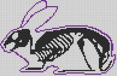 a cross stitch pattern with an image of a skeleton in the shape of a bird