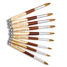 Wood Handle Nail Kolinsky+Nylon Mix Nail Brushes Sizes 8-24 Nail Art Brush E Nails Country, Polish Painting, Acrylic Products, Nails Minimalist, Gel Builder, Country Nails, Brush Drawing, Diy Fashion Accessories, Art Brush