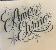 the word america is written in cursive writing and surrounded by stars on a sheet of paper