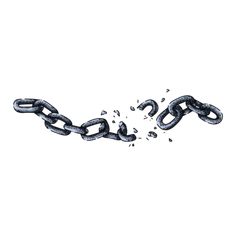 an ink drawing of a chain with water droplets on the bottom and one link in the middle