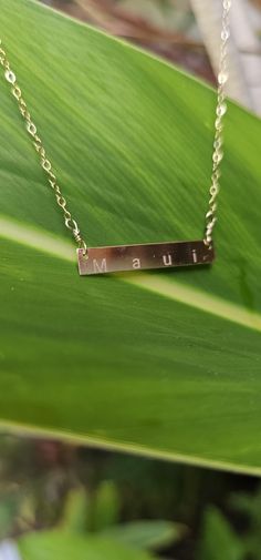 Maui Bar Tag Necklace or Personalized Tag 14K Gold Filled Will not Tarnish Made in Maui --- Packed ready for gift giving Diy Maui Necklace, Maui Necklace, Luau Necklace, Hawaii Necklace, Name Tag, Tag Necklace, Maui, Charm Necklace, Gold Filled