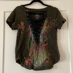 Never Worn- Deep V-Neck Lace Up Tee; Bleach And Distressed Detailing Zac Brown, Zac Brown Band, Boyfriend Tee, Neck Lace, Clothing Ideas, Deep V Neck, Trunk, Cool Outfits, Bleach