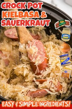 an advertisement for crock pot kielbasa and sauerkraut