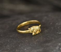 Dainty Gold Elephant Ring Elephant Ring Gold, Lucky Ring, Elephant Ring, Small Elephant, Dainty Band, Cute Ring, Gold Elephant, Braided Ring, Cute Rings