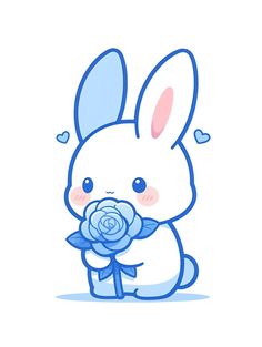 a cartoon bunny holding a flower in its hand