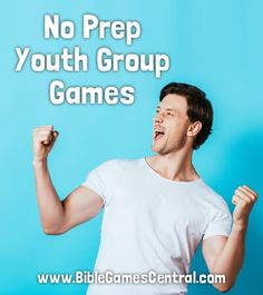 a young man is excited about his youth group video game program, which also features the words no prep youth group games