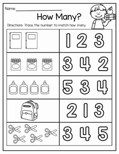 a printable worksheet with numbers and symbols to help students learn how many things are