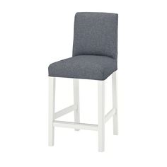 a gray and white counter stool against a white background with the seat upholstered