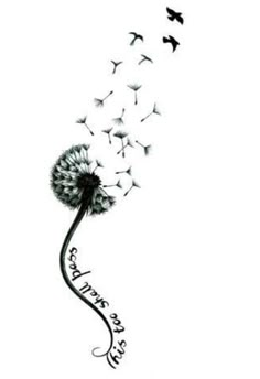 a dandelion with birds flying around it and the words, happy new year