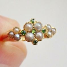 Stunning Antique Victorian 18ct Gold Pearl & Demantoid Garnet Cluster Ring c1900 | eBay Non Diamond Wedding Rings, Antique Rings Victorian, Antique Style Engagement Rings, Pearl Cluster Ring, Emerald Ring Vintage, The Bling Ring, Victorian Ring, Demantoid Garnet, Edwardian Jewelry