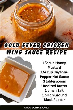 Gold Fever Chicken Wing Sauce recipe Honey Gold Wing Sauce Recipe, Chicken Wing Sauce Recipe, Wing Sauce Recipe, Chicken Wing Sauce, Chicken Wing Sauce Recipes, Bbq Sauce Homemade Easy, Hot Wing Recipe, Honey Mustard Recipes, Wing Sauce Recipes