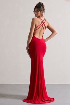 In need of the ultimate occasion dress? it's your Lucky Day. This statement red maxi dress has been crafted in a premium stretch jersey that sculpts in all the right places. featuring a romantic plunge neckline and strappy open back, Lucky Day is sure to be the centre of attention at your next event. Features - Premium stretch jersey- Bodycon fit - Plunge neckline- Strappy open back- Thigh split- Fishtail skirt - Maxi length Sizing & Fit Model is 5'7" and wears UK size 8 / US size 4Product Information Designed exclusively by Club L London Double layered with good stretch Premium jersey in Red (95% Polyester, 5% Elastane) 157cm total length SKU: CL126197004 Midi Bridesmaid Dress, Fishtail Maxi Dress, Red Maxi Dress, Black Dress Prom, Fishtail Skirt, Black Tie Gala, Red Maxi, Party Dress Long Sleeve, Skirt Maxi