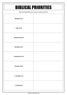 the bible worksheet for children to learn how to use biblical propities in their homes