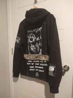 Punk Patch Hoodie, Crust Punk Hoodie, Punk Hoodie Diy, Crust Hoodie, Alt Clothes Diy, Patched Hoodie, Punk Hoodie, Patch Hoodie