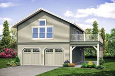 this is an artist's rendering of a two - car garage with lofts