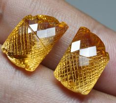 14.5Crt Beauty Pair Carving Yellow Citrine - Luxury Citrine Gemstones, Luxury Citrine Crystal Ring For Formal Occasions, Memory Palace, Dragon Skin, Purple Chalcedony, Olympus Pen, Yellow Citrine, Citrine Gemstone, Gem Stones