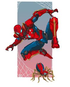 a drawing of a spider man in mid air